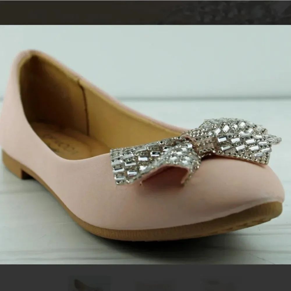 BRAND NEW TOP-MODA RHINESTONE BOWNOT ALMOND TOE FLATS